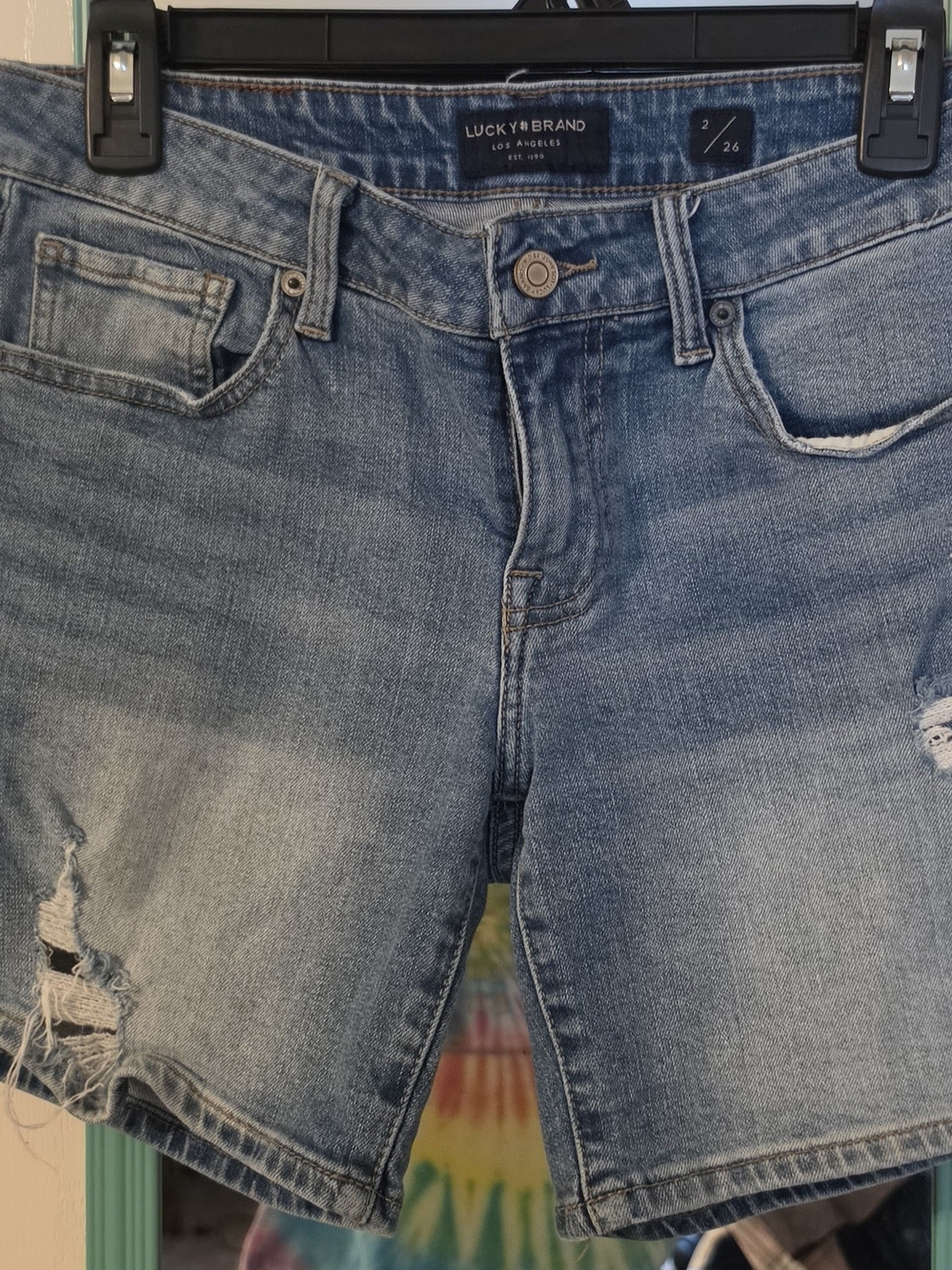 Lucky Brand Women's Light Blue Distressed Boyfriend Jeans Shorts